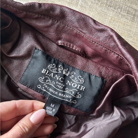 Blanc Noir Women’s M Moto Jacket Vegan Faux Leather Full Zip Pockets Purple NEW - Picture 14 of 15